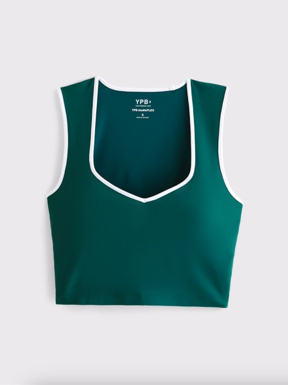 Abercrombie & Fitch YPB studioFLEX Portrait Tank Green White Workout Top